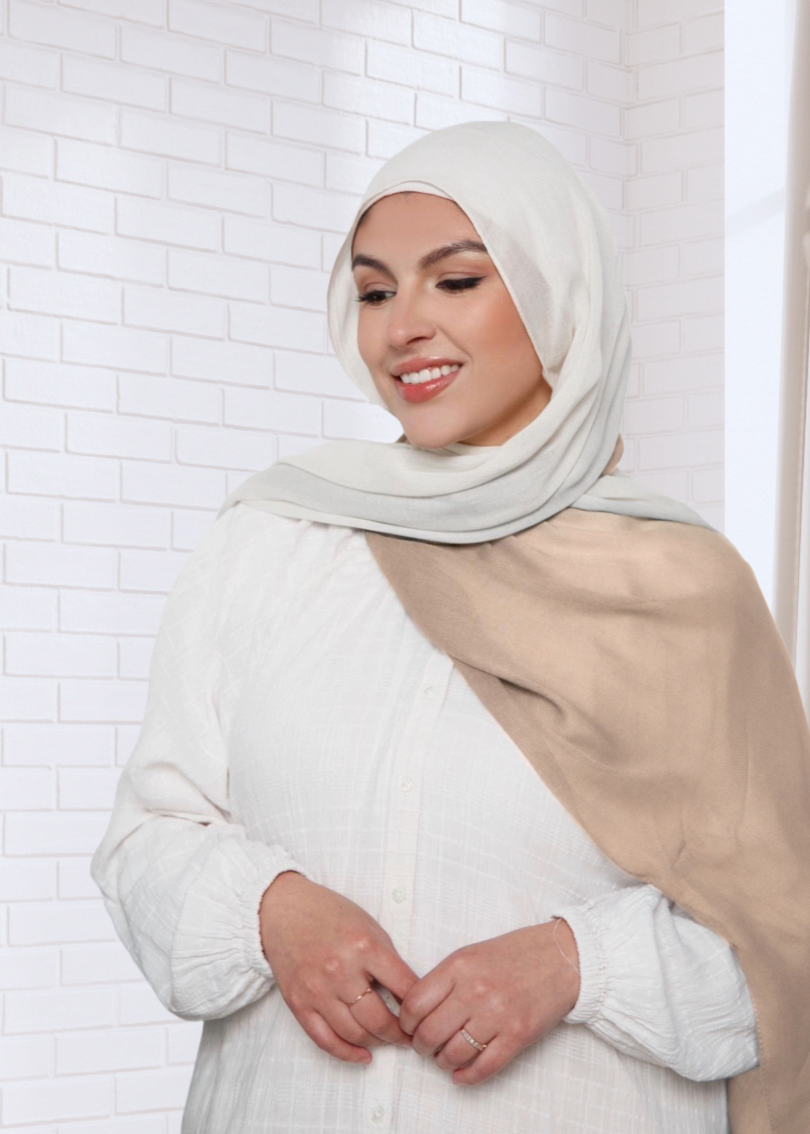 Modal Hijab | Ombre Hijabs - Peach & Cream