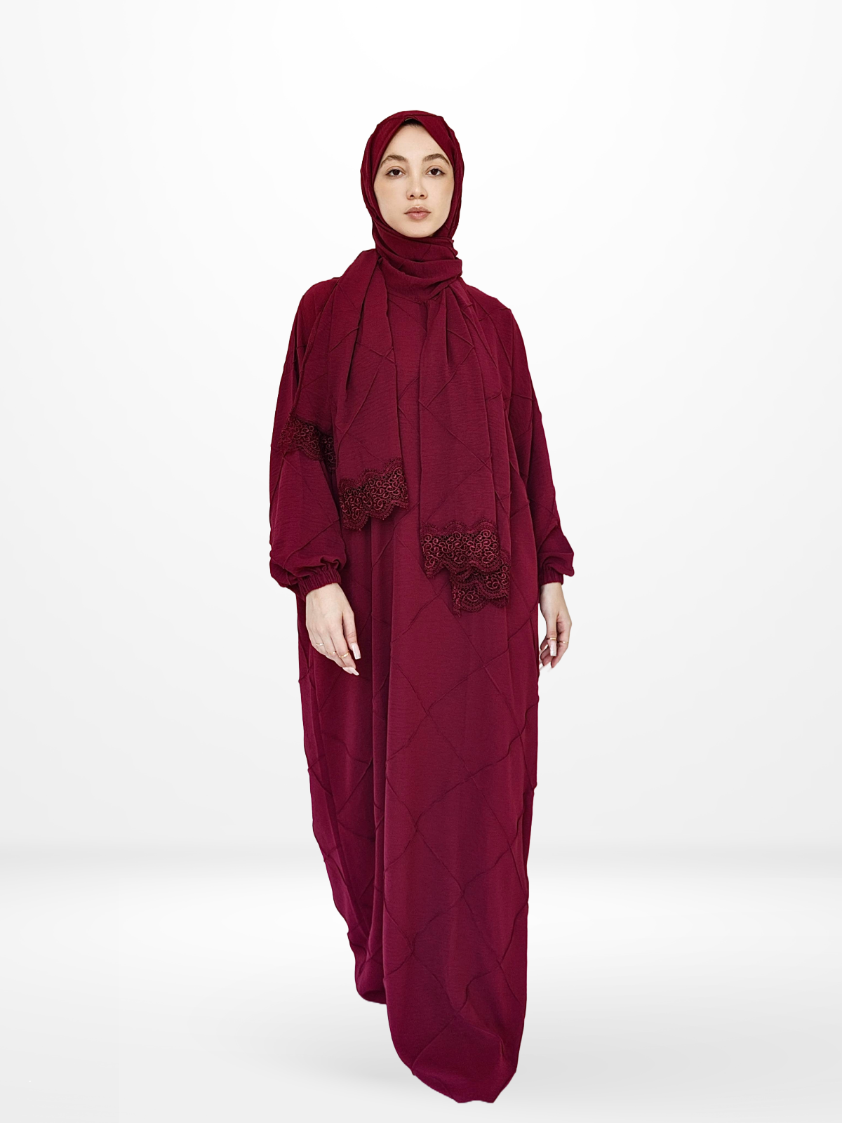 One-Piece Prayer Dress & Abaya with attached Hijab - Textured