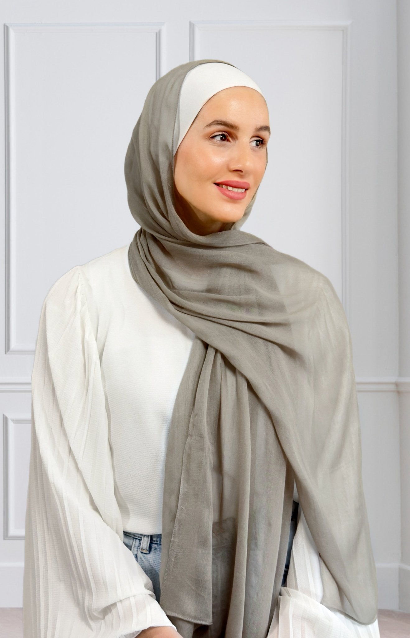 Linen Hijab - Warm Gray - Modest Essence