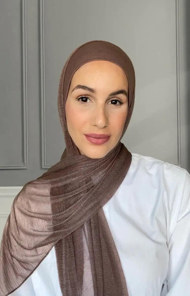 Matching Cashmere Hijab Set - Brown