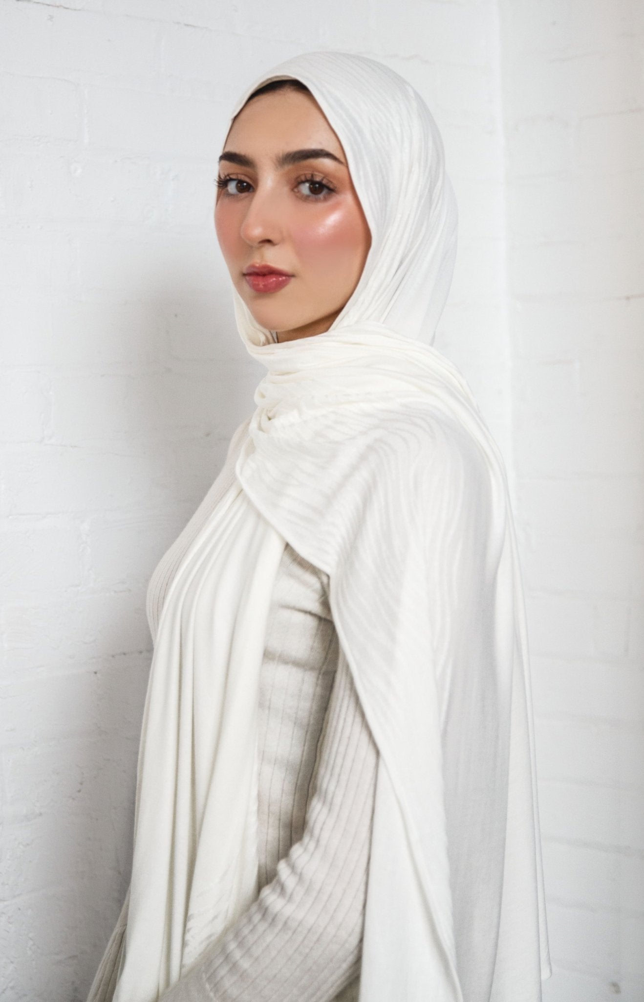 OffWhite Patterned Jersey Hijab - Modest Essence