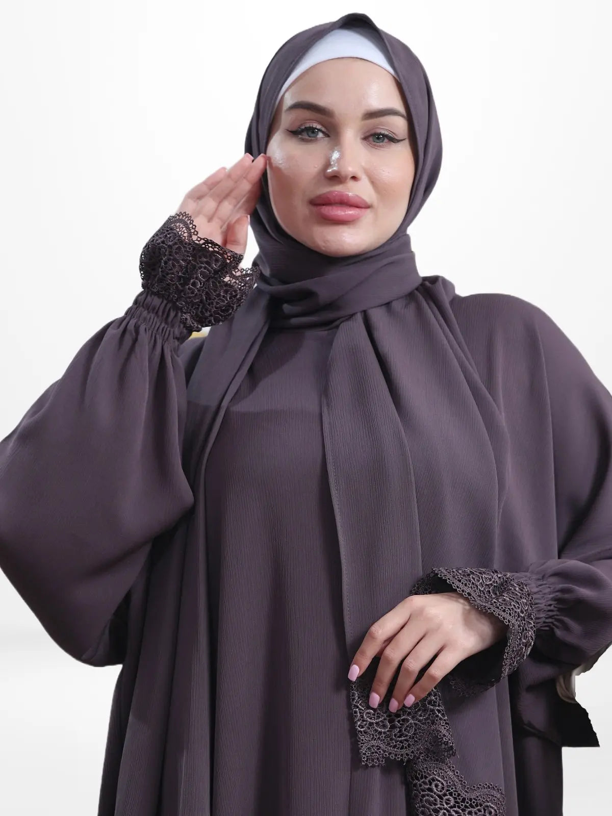 One - Piece Prayer Dress & Abaya with attached Hijab - Crepe - Modest Essence