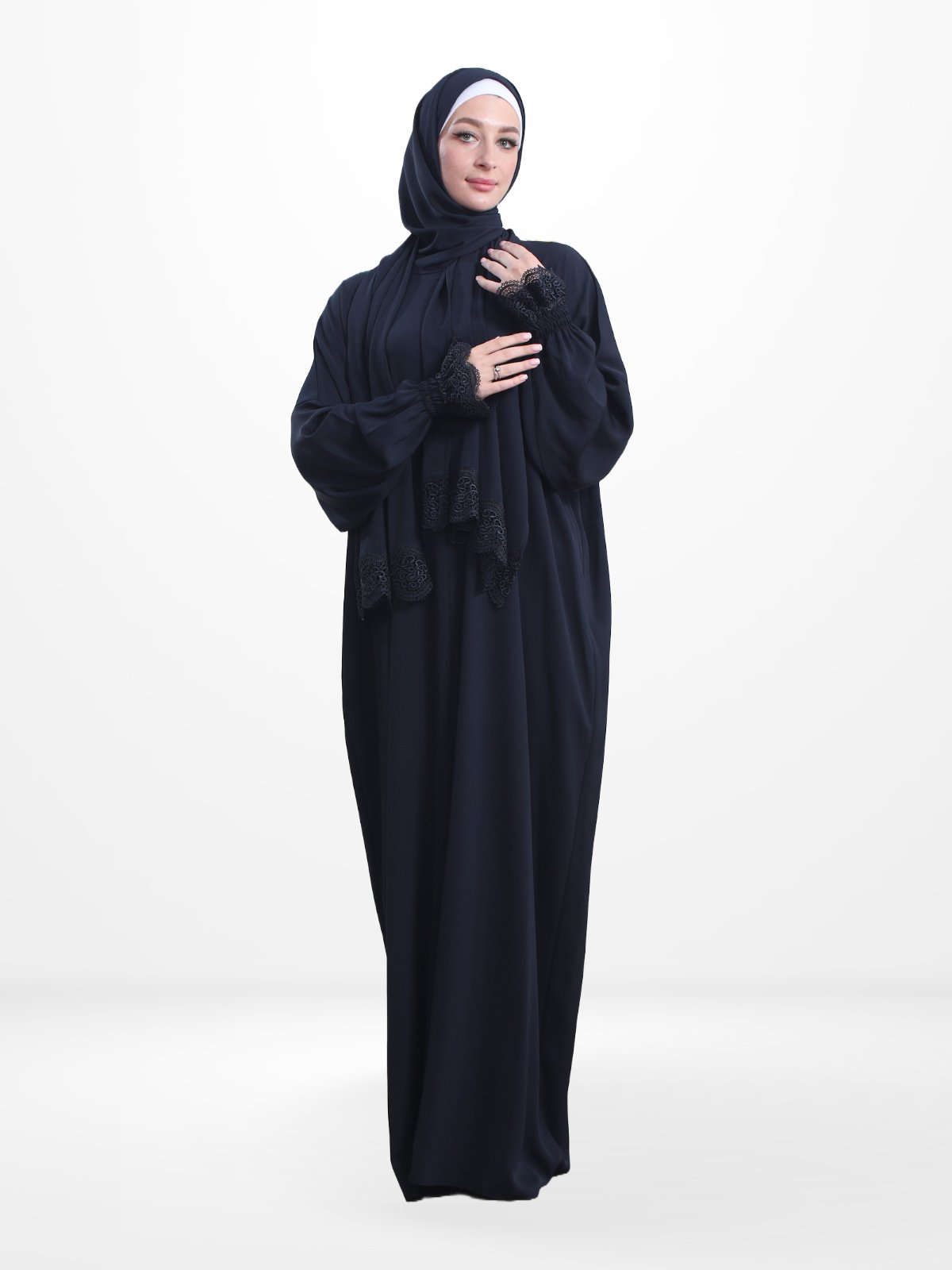 One - Piece Prayer Dress & Abaya with attached Hijab - Crepe - Modest Essence