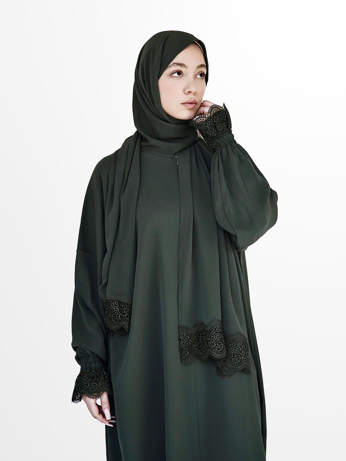 One-Piece Prayer Dress & Abaya with attached Hijab - Crepe - Modest Essence