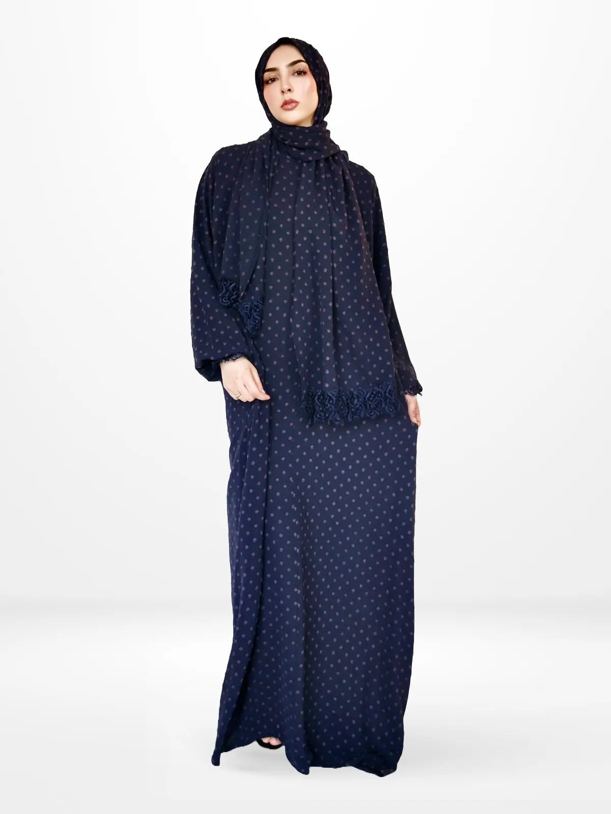 One - Piece Prayer Dress & Abaya with attached Hijab - Dotted - Modest Essence