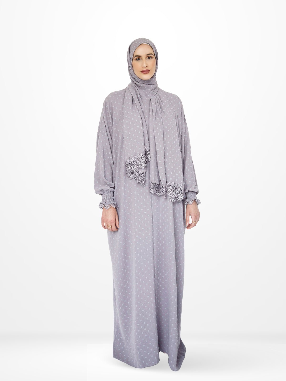 One-Piece Prayer Dress & Abaya with attached Hijab - Dotted - Modest Essence