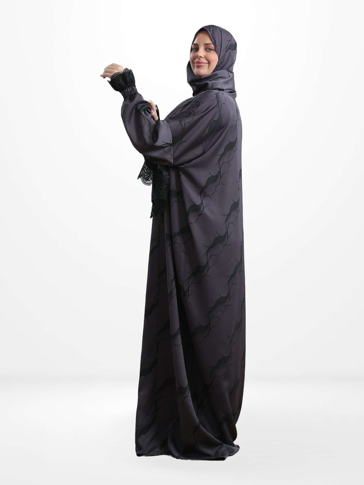 One - Piece Prayer Dress & Abaya with attached Hijab - Satin - Modest Essence