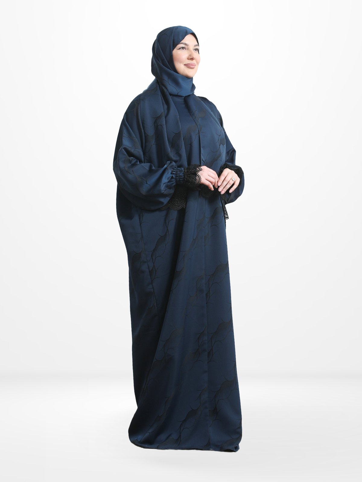 One - Piece Prayer Dress & Abaya with attached Hijab - Satin - Modest Essence