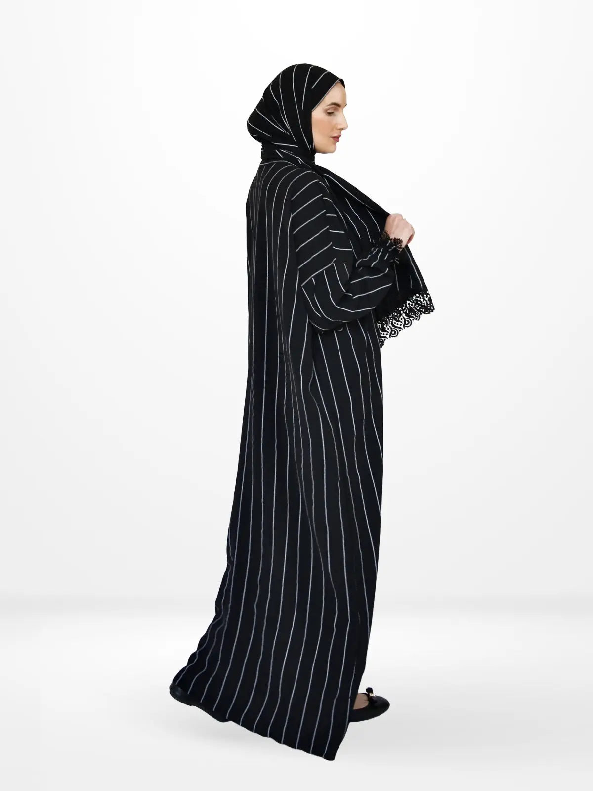 One-Piece Prayer Dress & Abaya with attached Hijab - Striped - Modest Essence