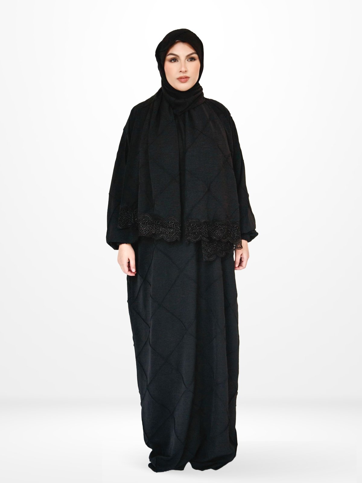 One-Piece Prayer Dress & Abaya with attached Hijab - Textured - Modest Essence