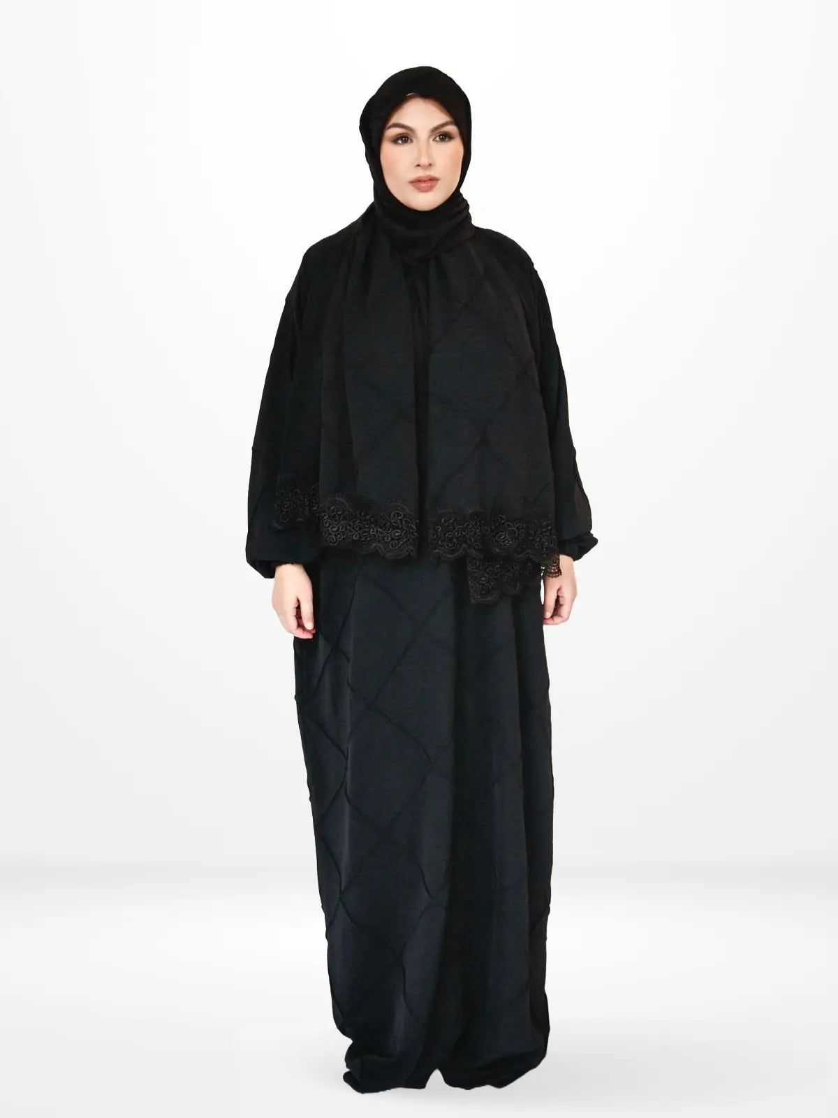 One - Piece Prayer Dress & Abaya with attached Hijab - Textured - Modest Essence