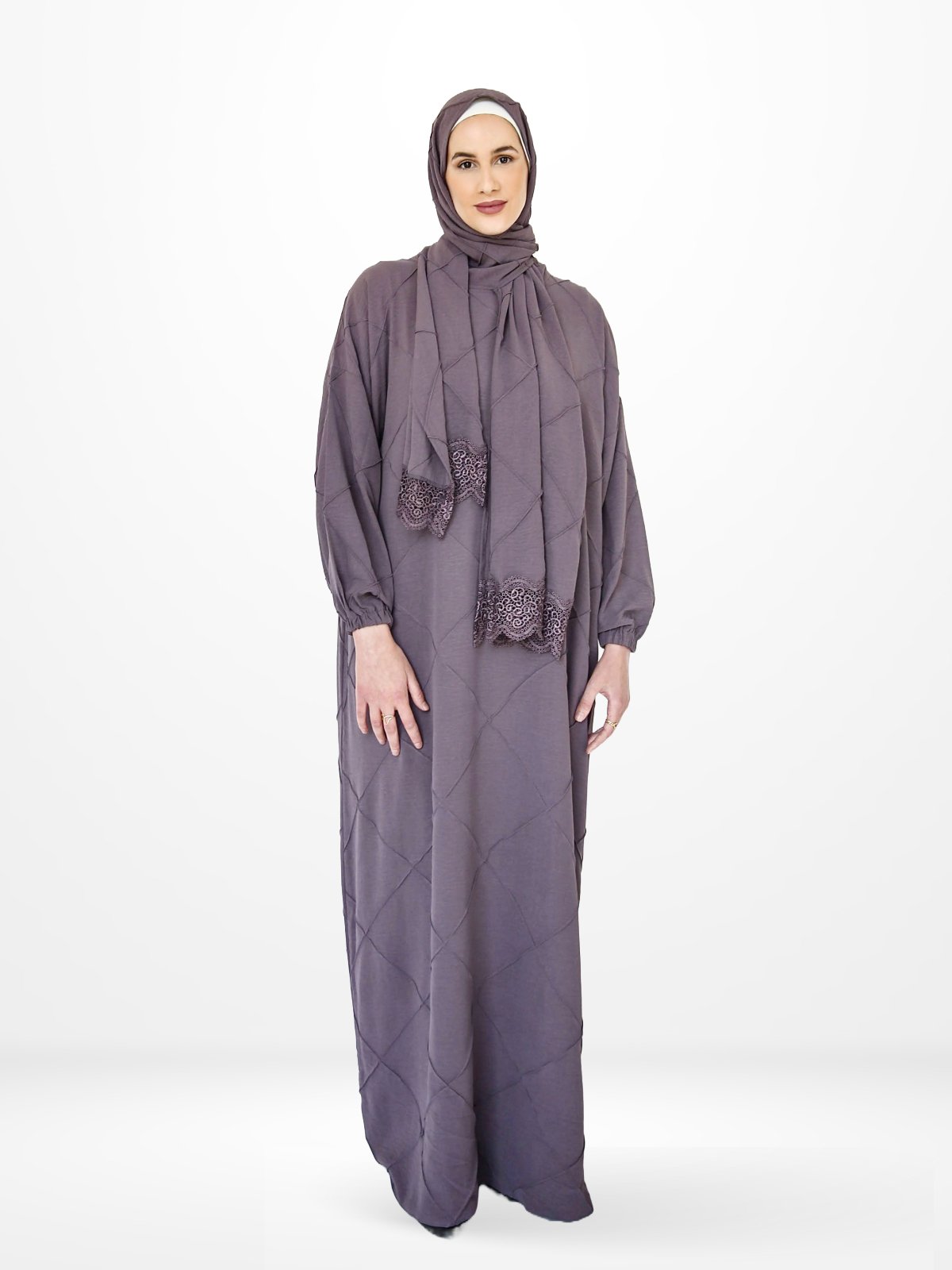 One-Piece Prayer Dress & Abaya with attached Hijab - Textured - Modest Essence