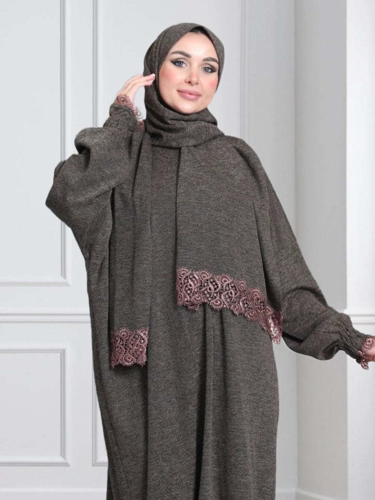 One-Piece Prayer Dress & Abaya with attached Hijab - Wool - Modest Essence