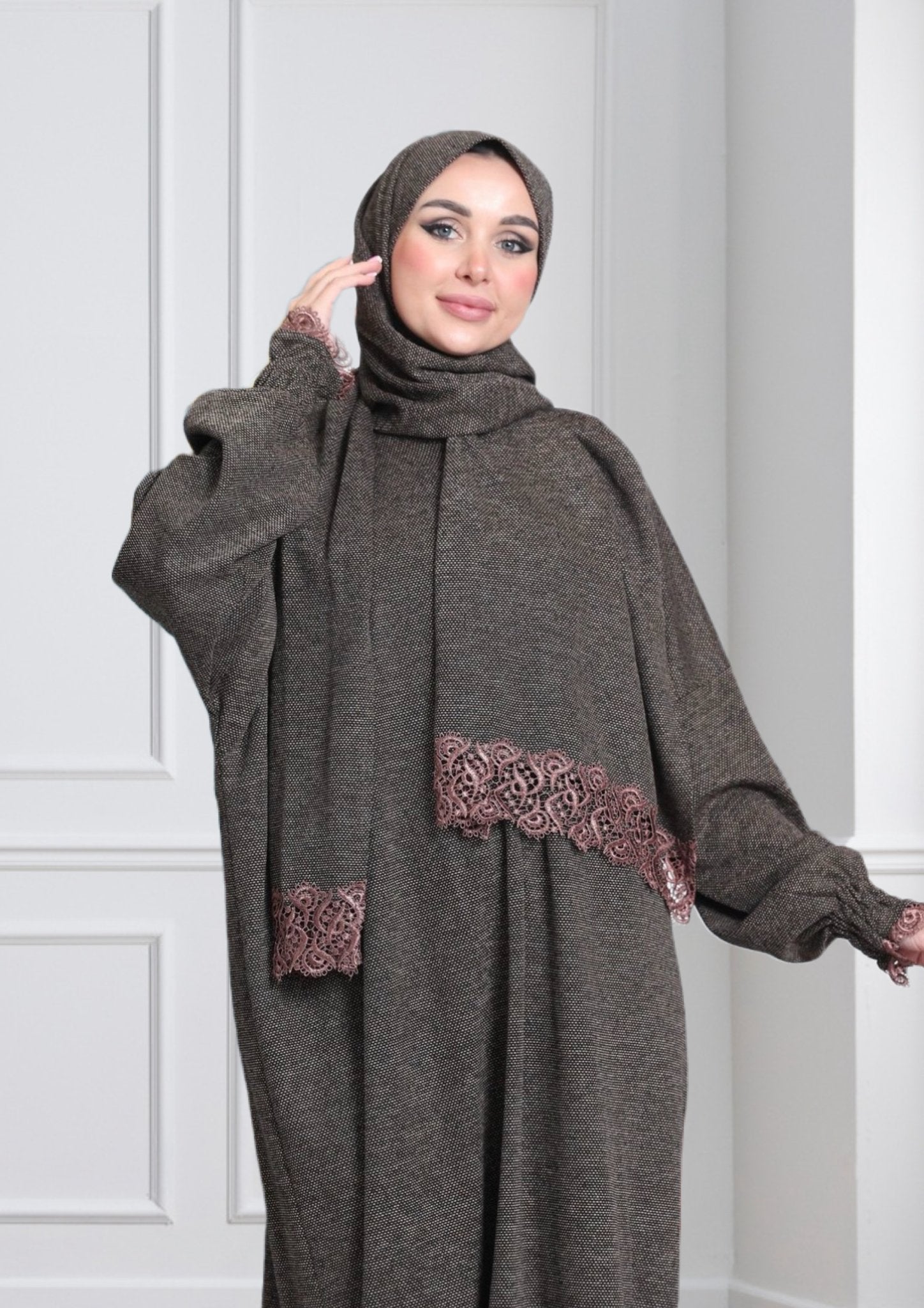 One-Piece Prayer Dress & Abaya with attached Hijab - Wool - Modest Essence
