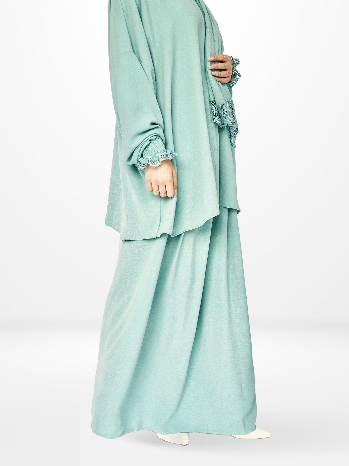 Two-Piece Prayer Dress & Abaya with attached Hijab - Plain Fabric - Modest Essence