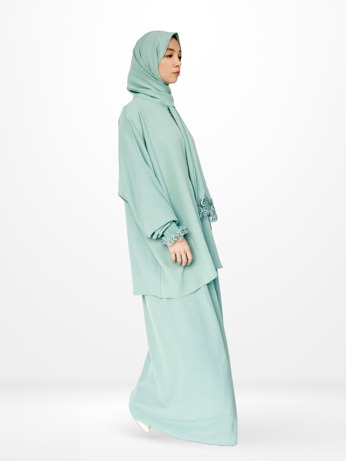 Two-Piece Prayer Dress & Abaya with attached Hijab - Plain Fabric - Modest Essence