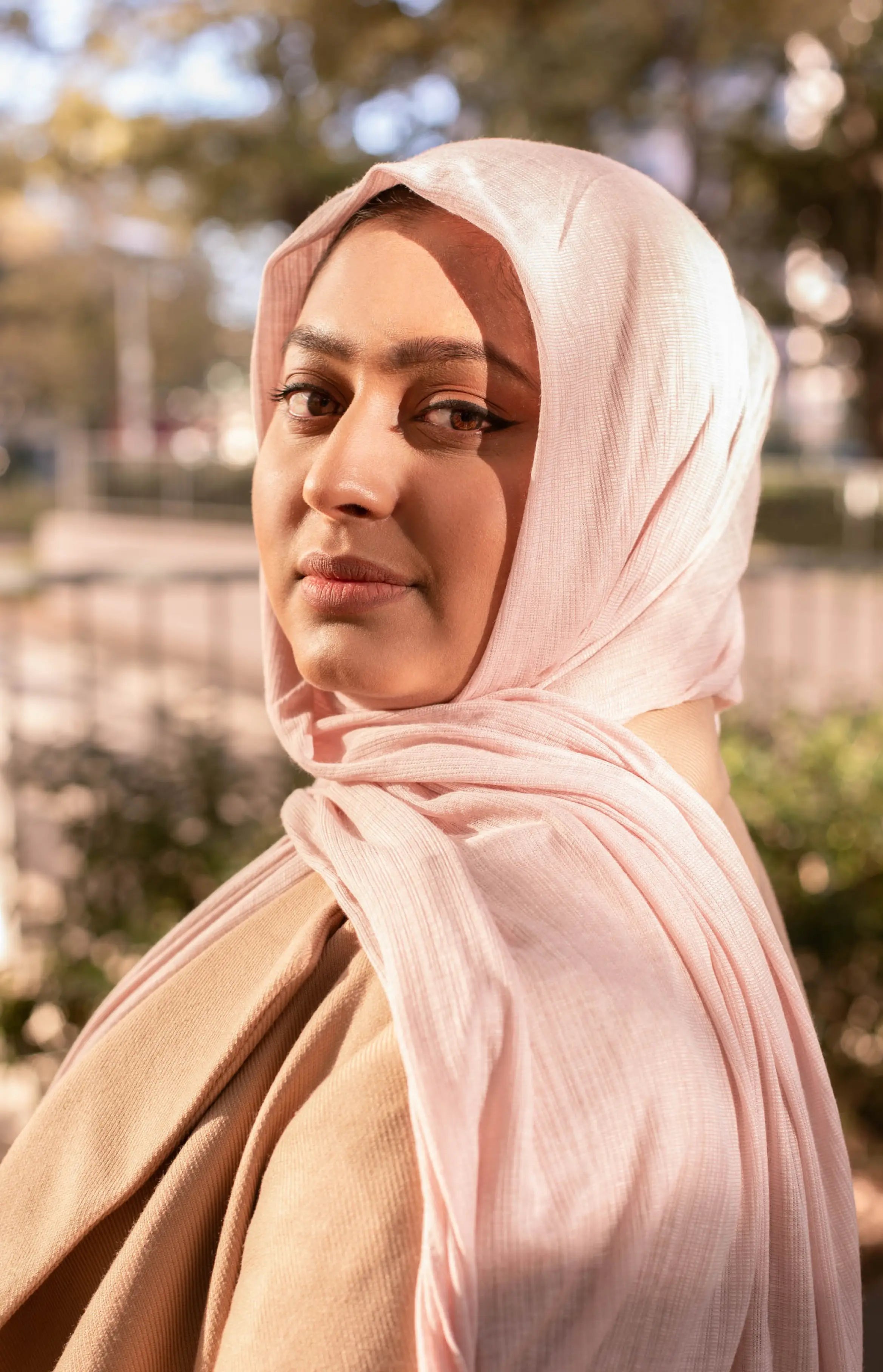 Fine Striped Jersey Hijab - Light Pink1