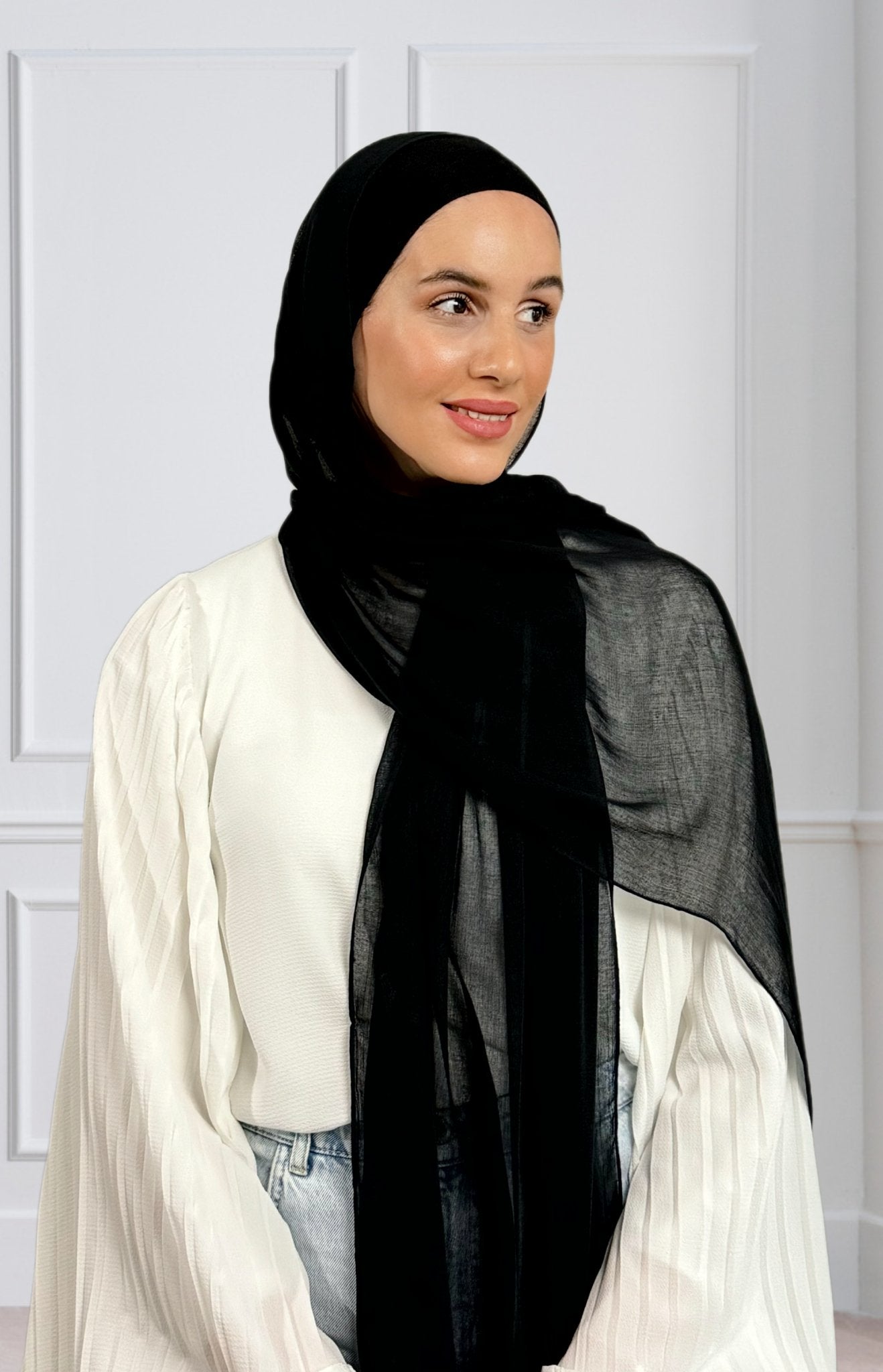 Black Linen Hijab - Modesty Box