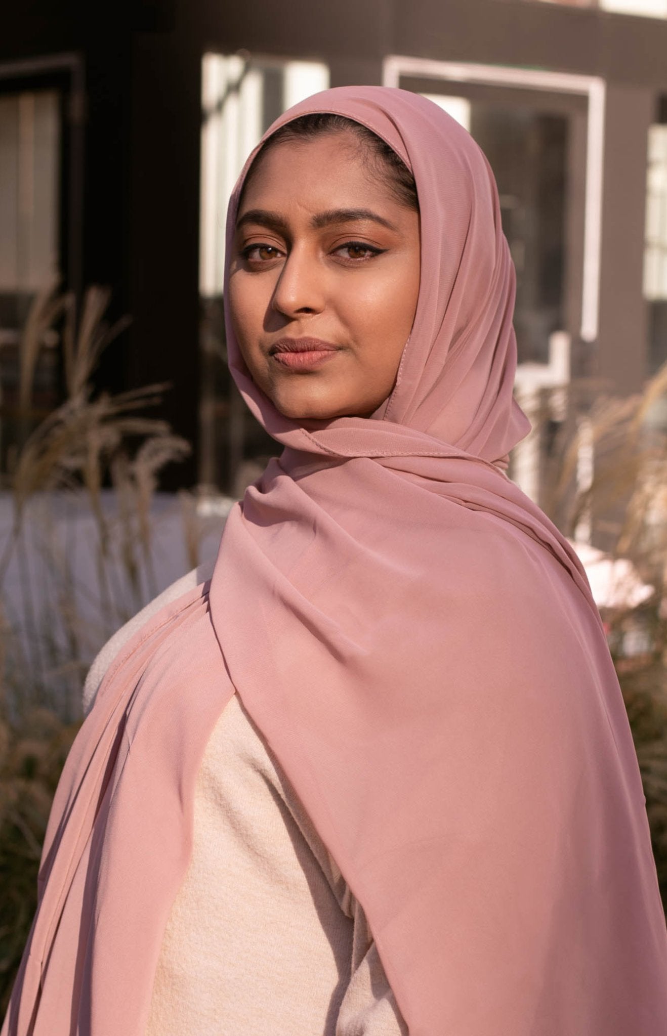 Dusty Pink Instant Chiffon Hijab - Modesty Box