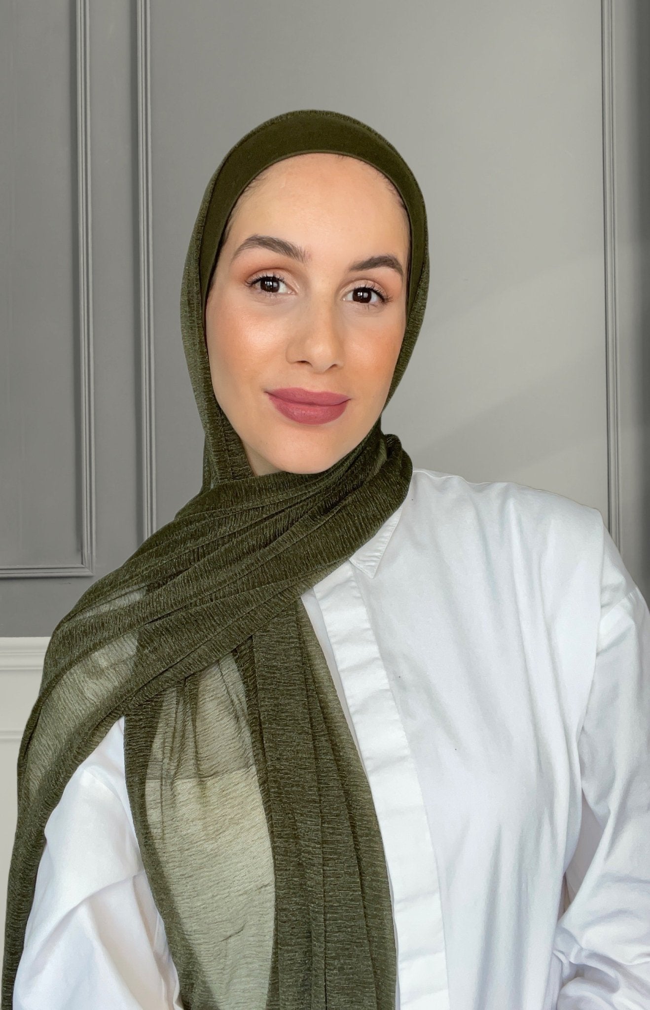 Matching Cashmere Hijab Set - Army Olive - Modesty Box