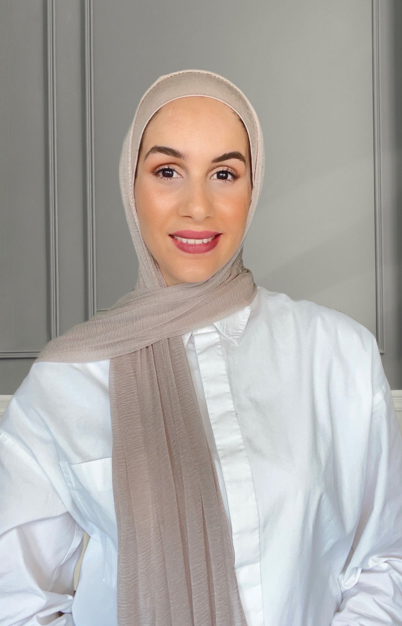 Matching Cashmere Hijab Set - Greige - Modesty Box