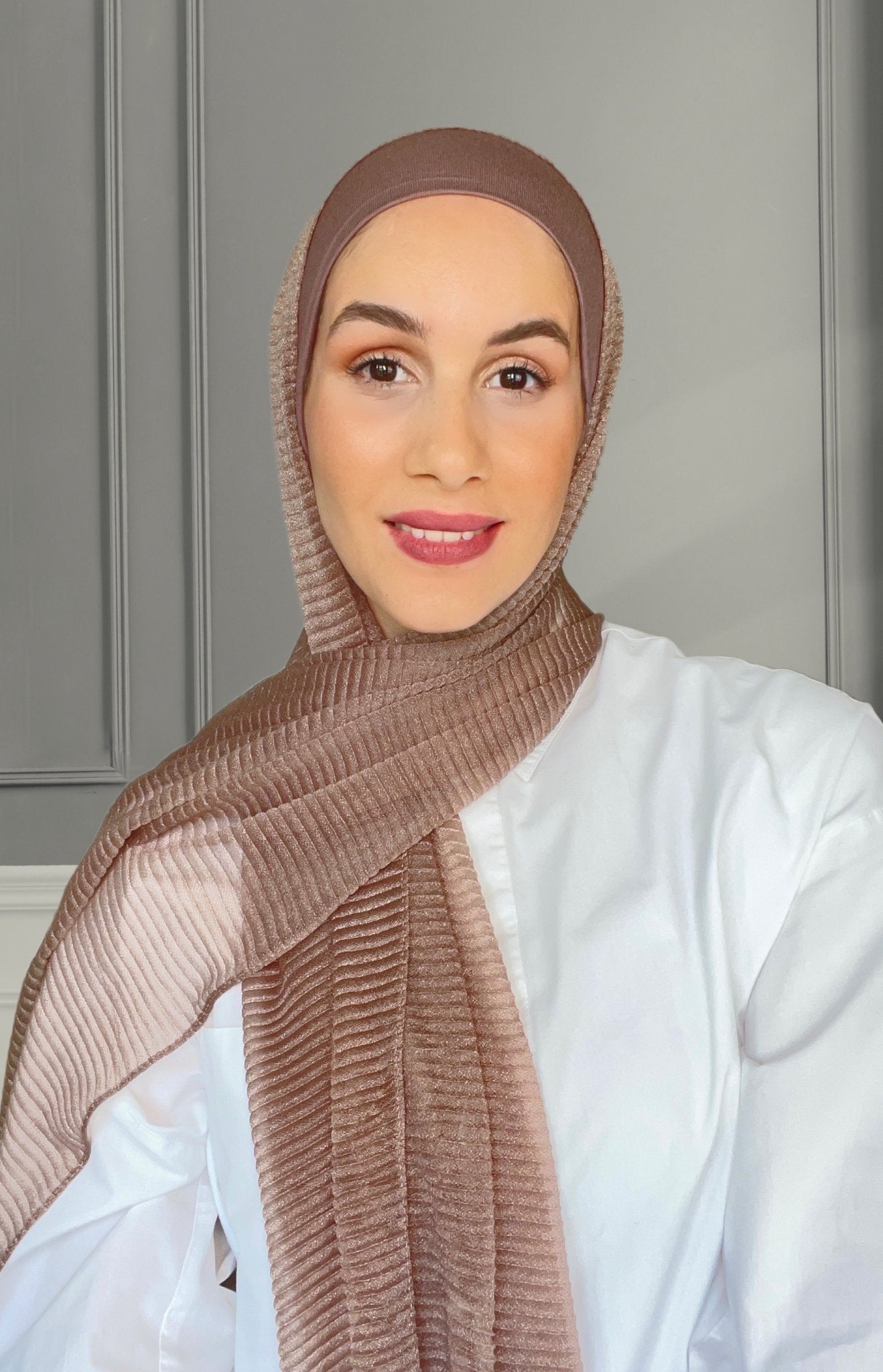 Matching Crinkle Cashmere Hijab Set - Hazelnut - Modesty Box