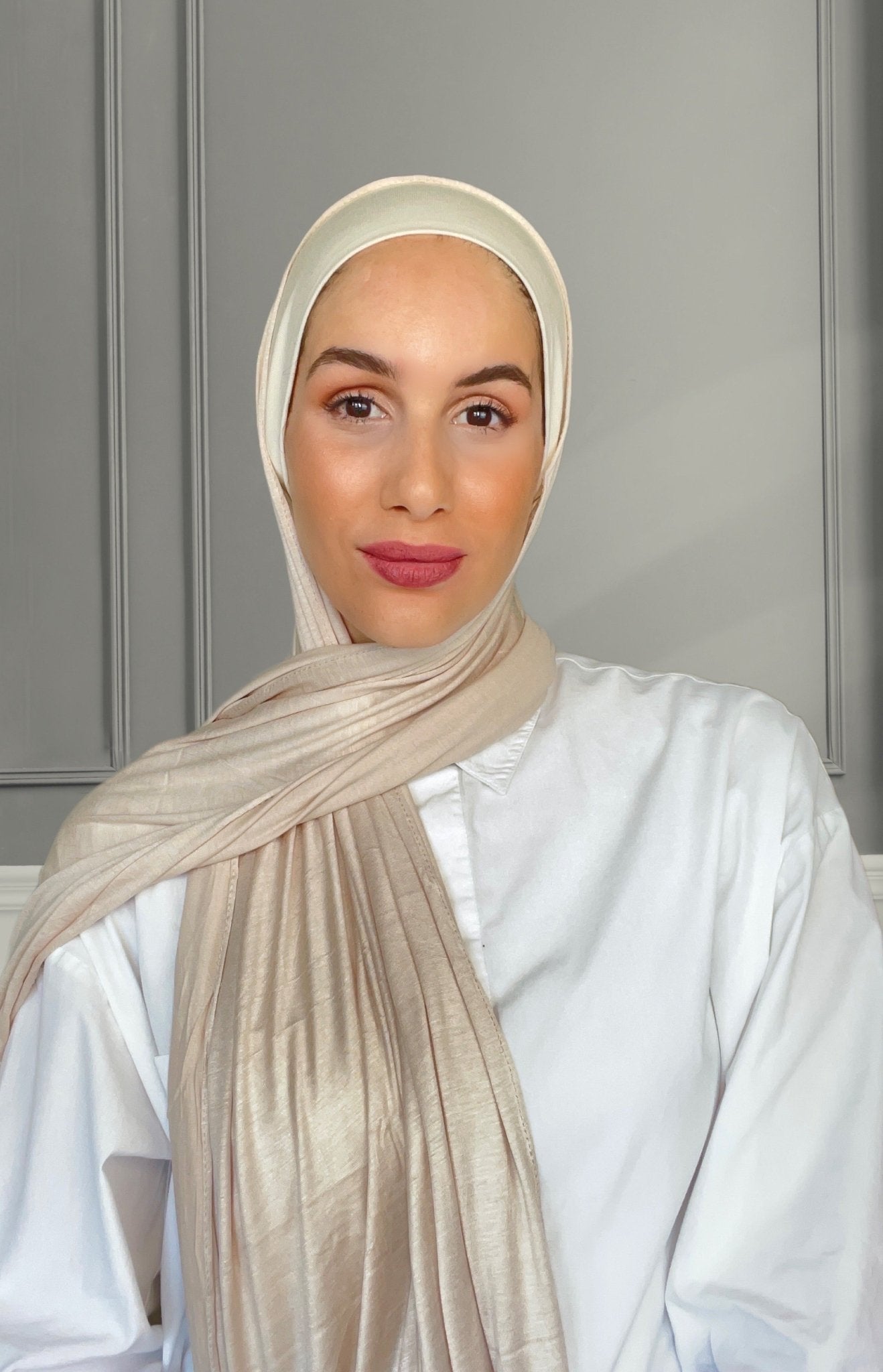 Matching Jersey Hijab Set - Beige - Modesty Box