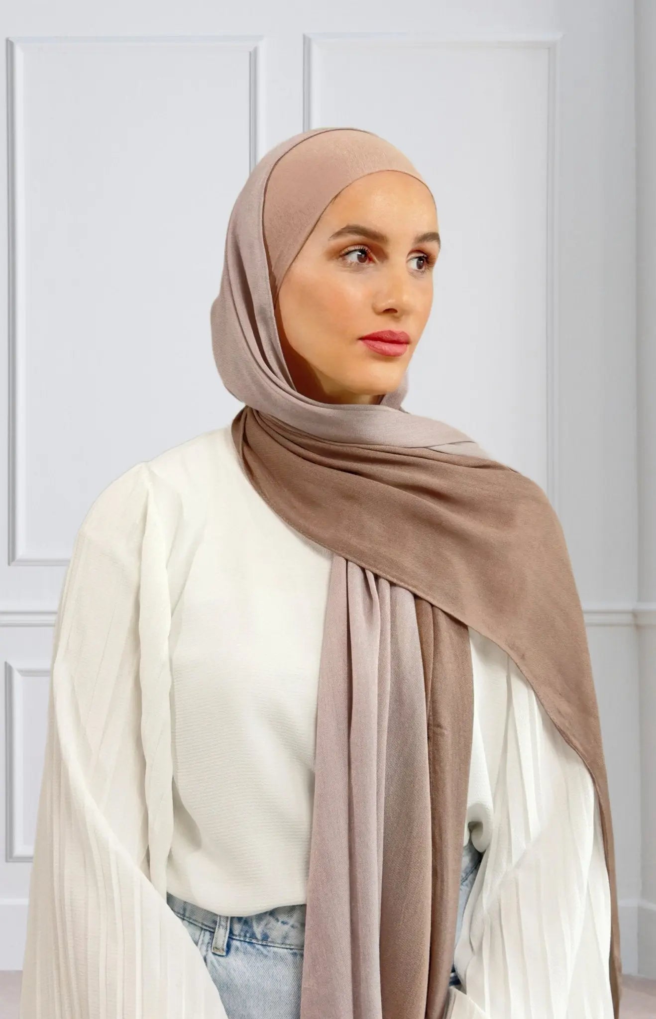 Ombre Linen Modal Hijab - Nude