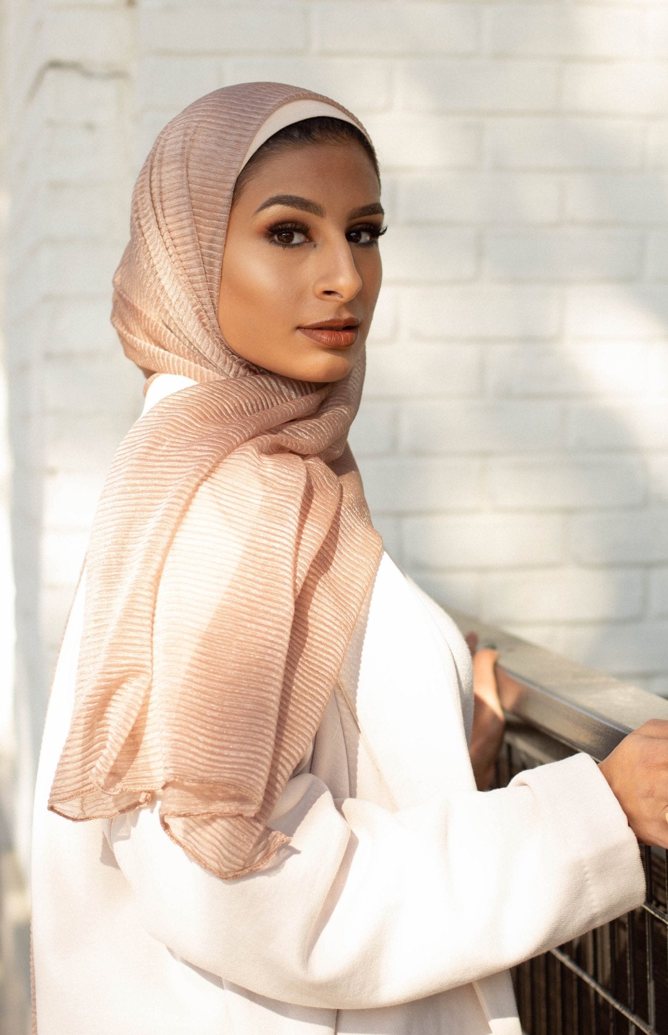 Tan Crinkle Cashmere Hijab - Modesty Box
